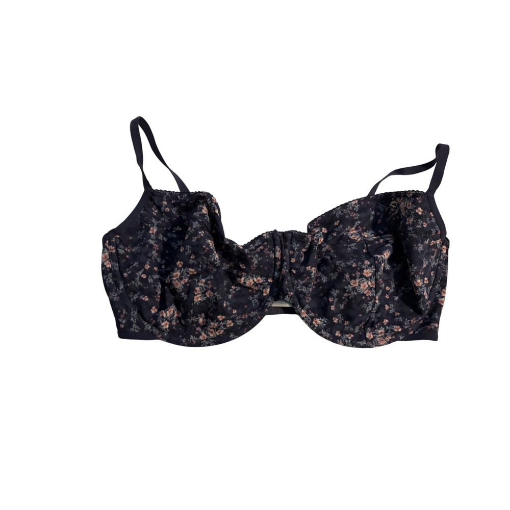 Old Navy Bra Floral Lace Navy Blue Underwire Adjustable Straps 38DD